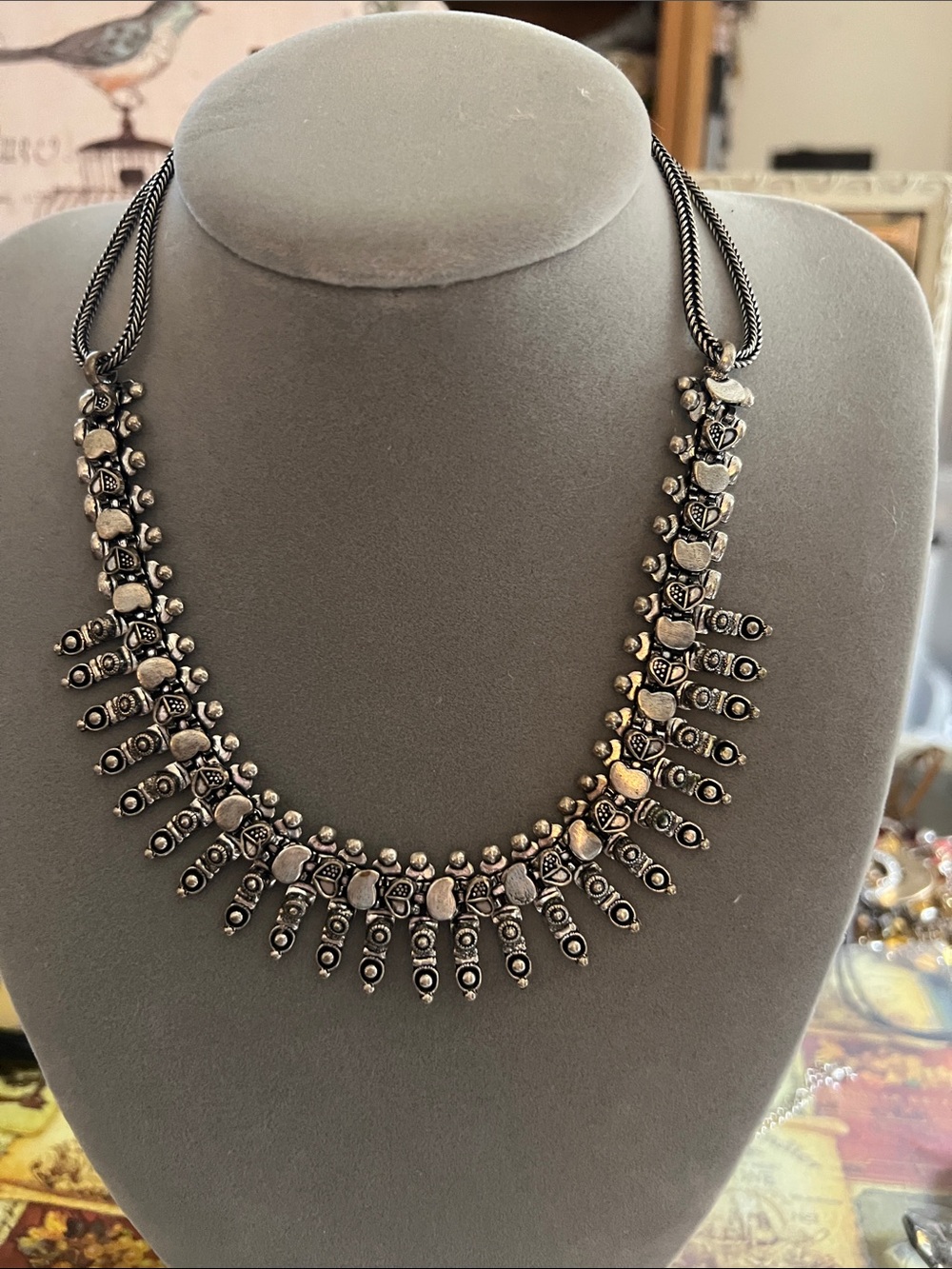 Oxidized Silver-Tone Tribal Pendant Necklace - Women's Jewelry